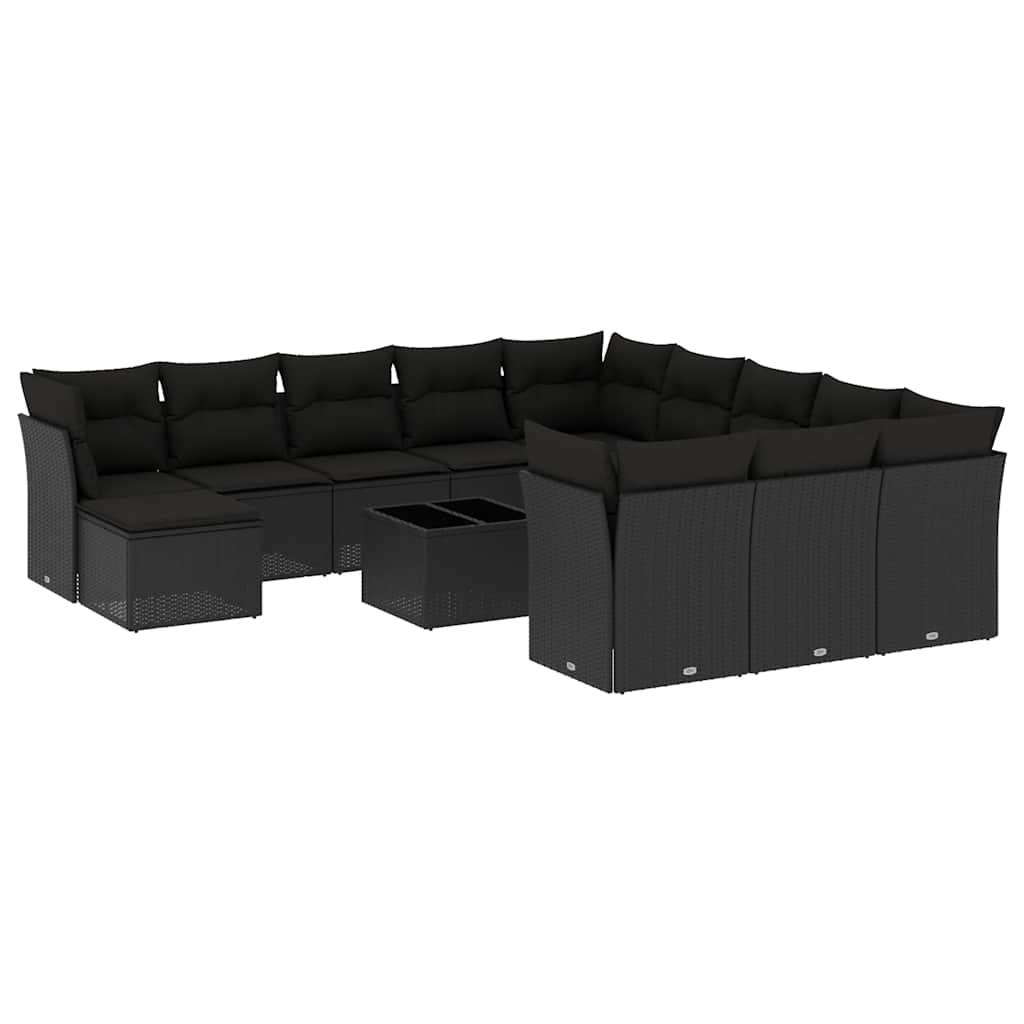 13-dijelni set vrtnih sofa s jastucima poliratan crni