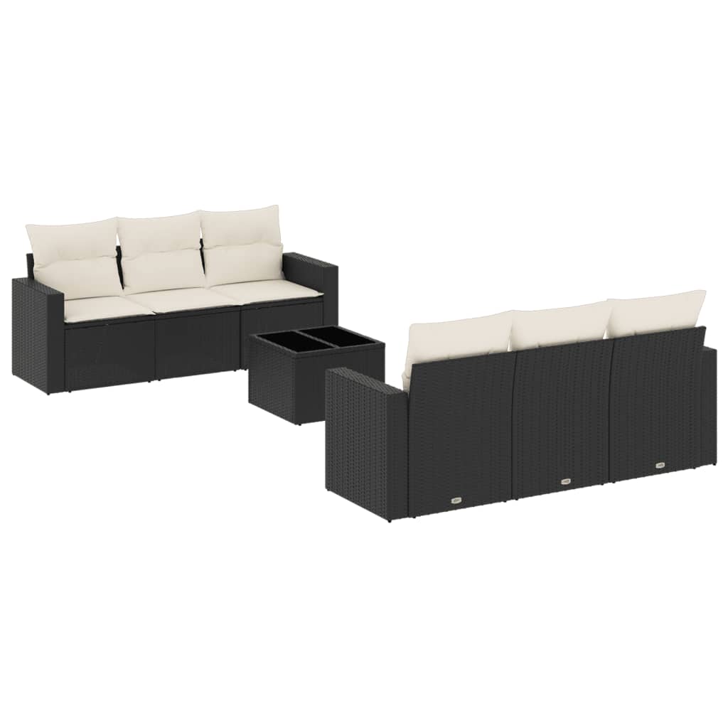 7-dijelni set vrtnih sofa od poliratana s jastucima crni