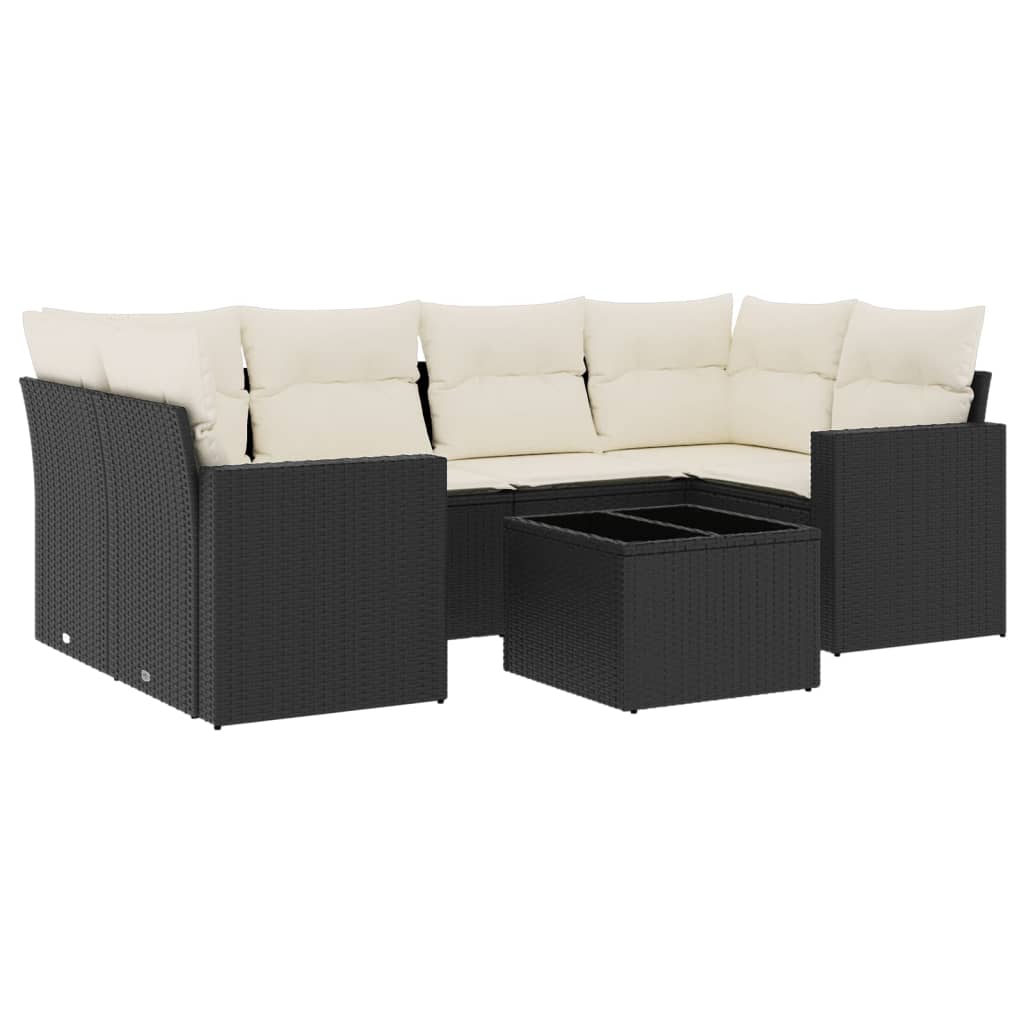 7-dijelni set vrtnih sofa od poliratana s jastucima crni
