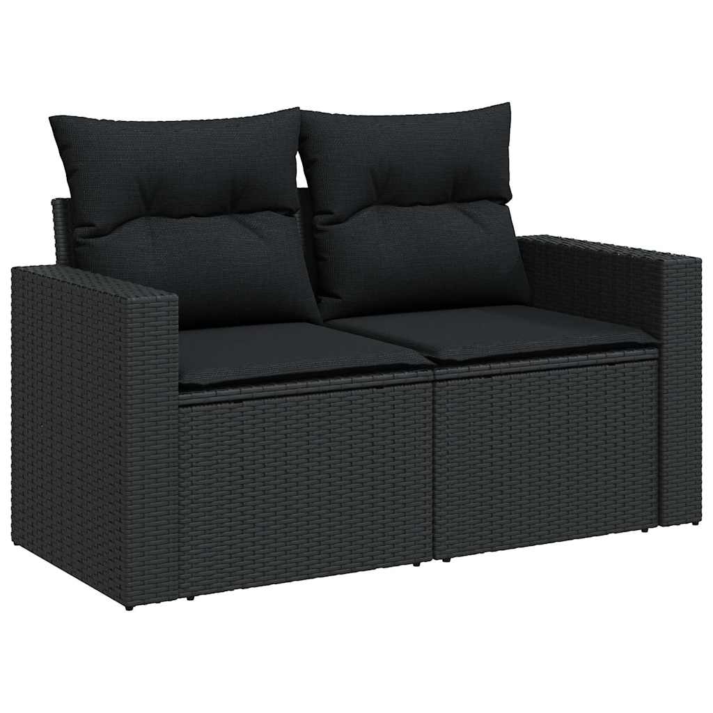 9-dijelni set vrtnih sofa s jastucima crni od poliratana