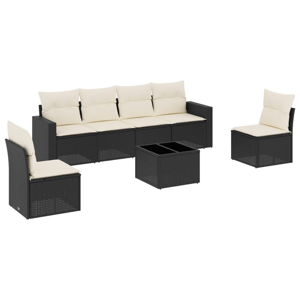 7-dijelni set vrtnih sofa od poliratana s jastucima crni