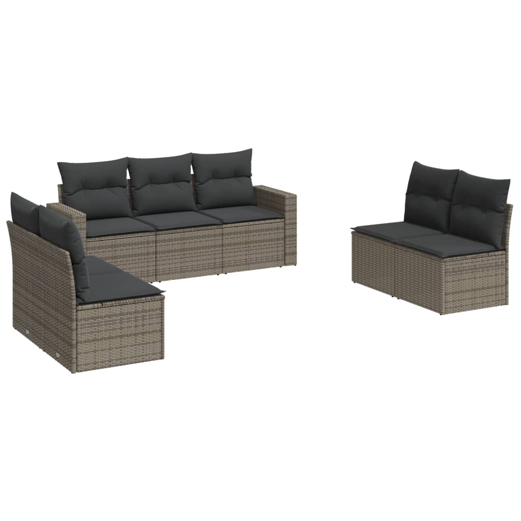 7-dijelni set vrtnih sofa sivi od poliratana