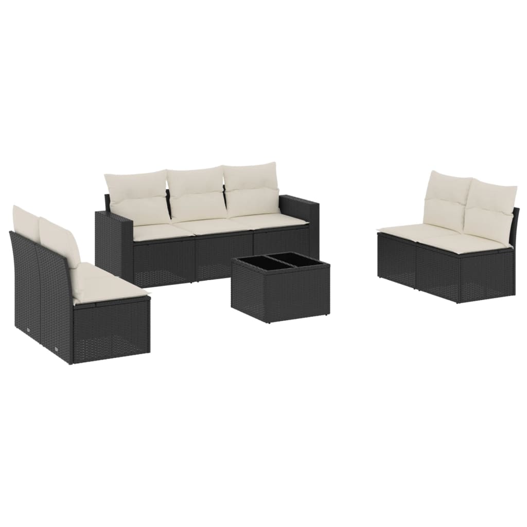 8-dijelni set vrtnih sofa od poliratana s jastucima crni