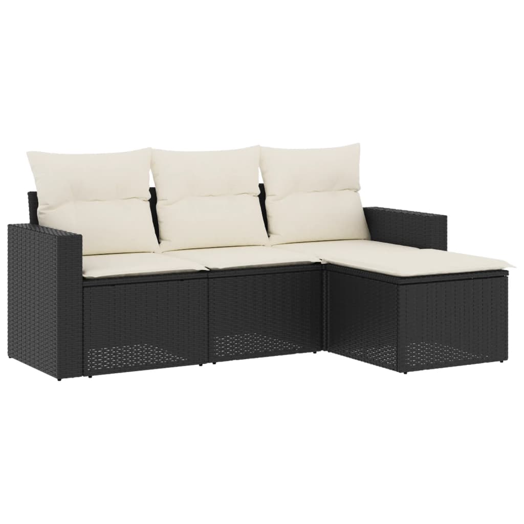 4-dijelni set vrtnih sofa od poliratana s jastucima crni