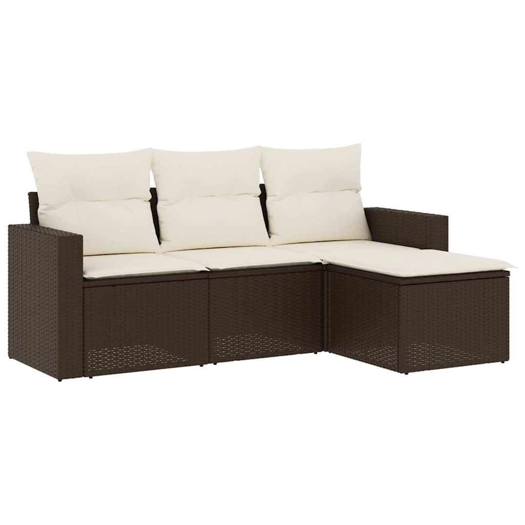 4-dijelni set vrtnih sofa od poliratana s jastucima smeđi