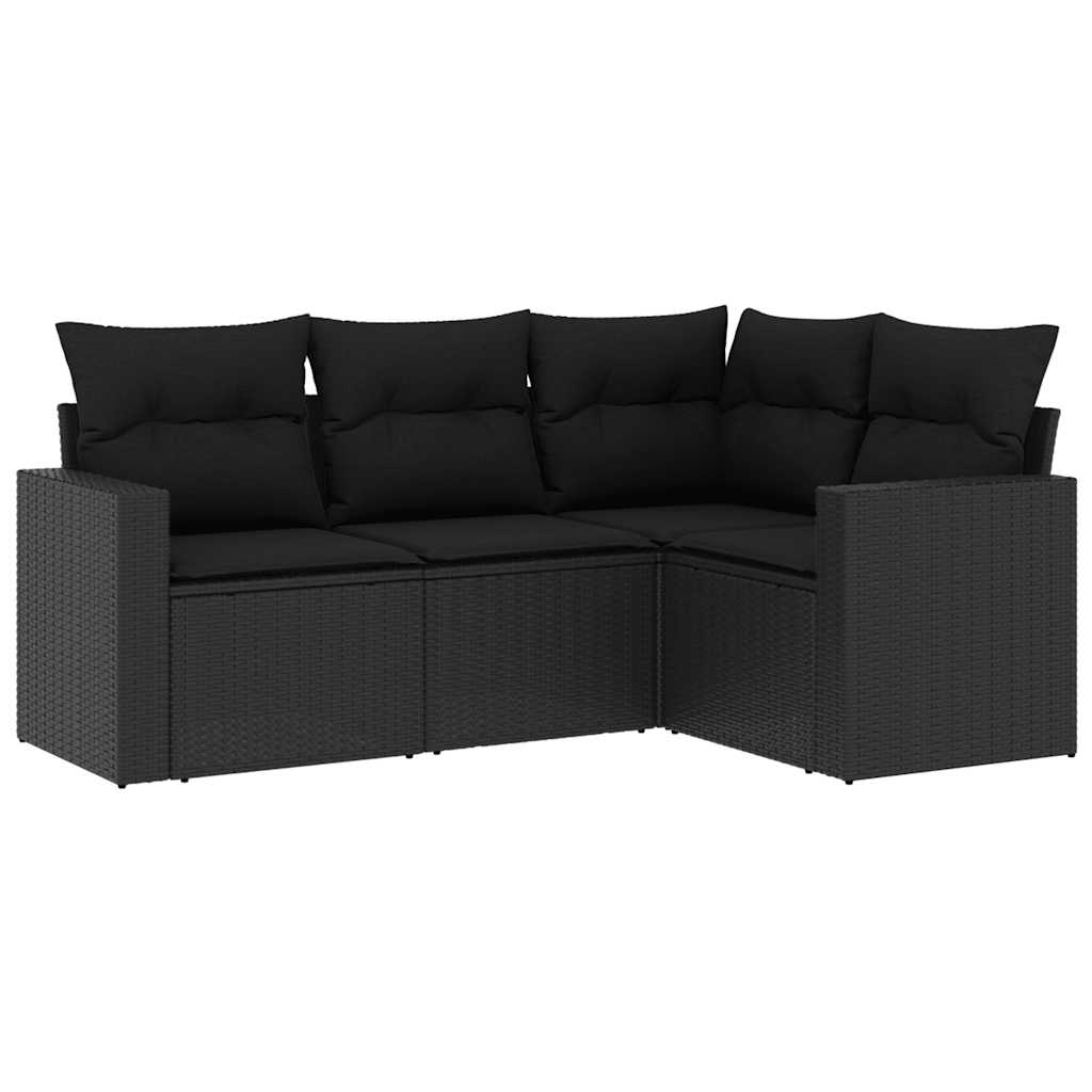 4-dijelni set vrtnih sofa od poliratana s jastucima crni