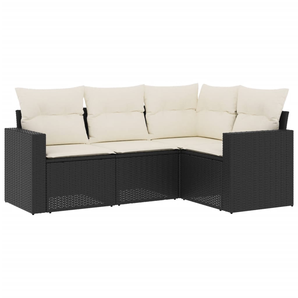 4-dijelni set vrtnih sofa od poliratana s jastucima crni
