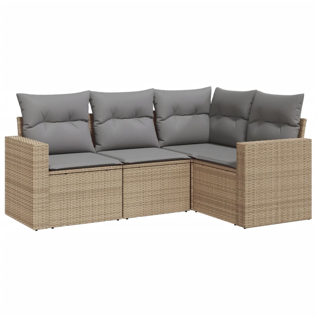 4-dijelni set vrtnih sofa s jastucima bež od poliratana