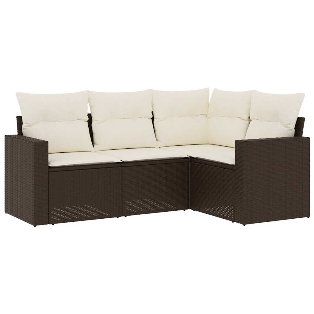 4-dijelni set vrtnih sofa od poliratana s jastucima smeđi