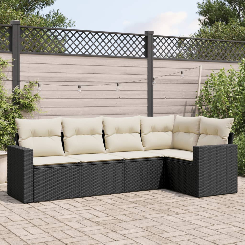 5-dijelni set vrtnih sofa s jastucima bež od poliratana