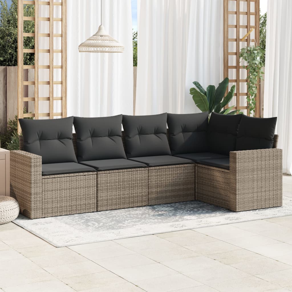 5-dijelni set vrtnih sofa s jastucima bež od poliratana