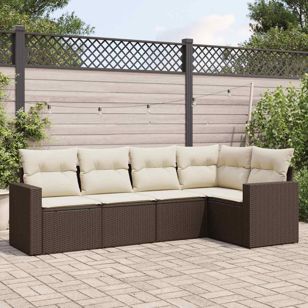 5-dijelni set vrtnih sofa s jastucima bež od poliratana