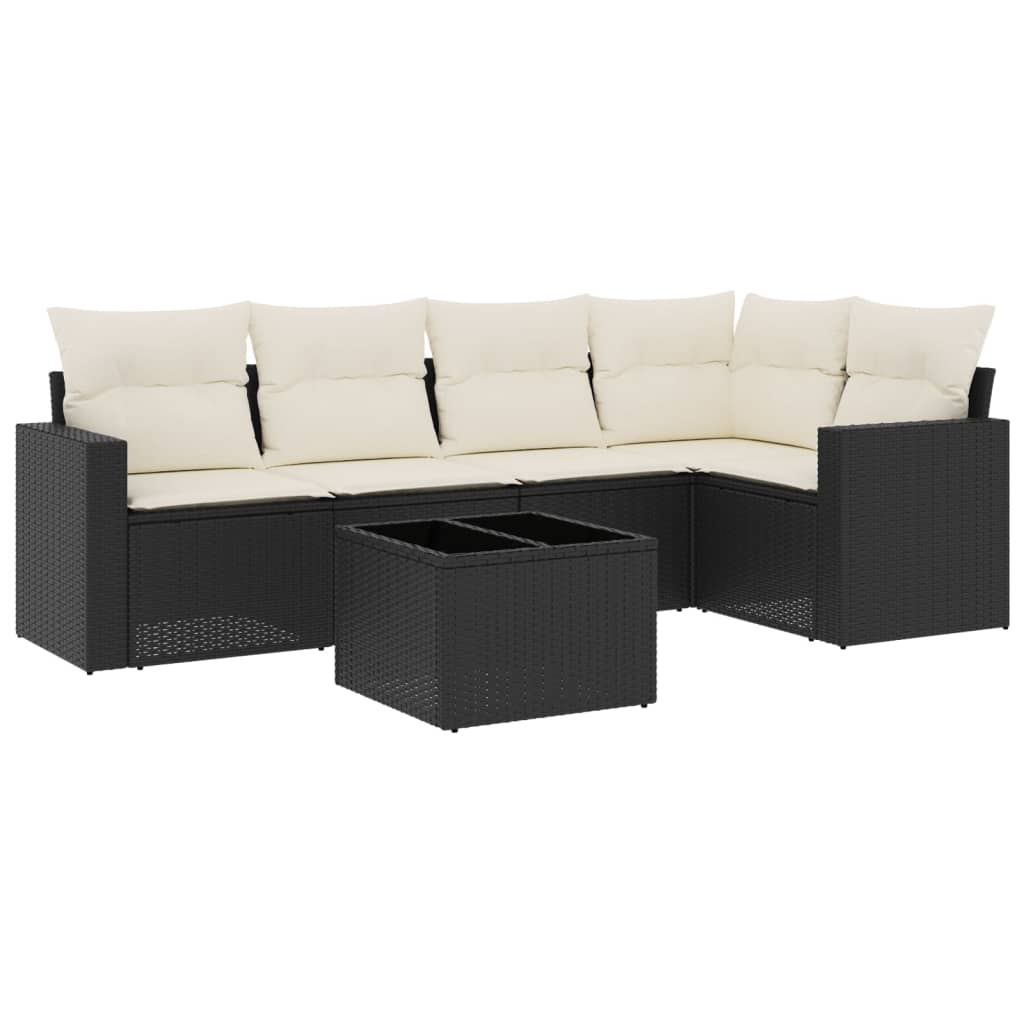 6-dijelni set vrtnih sofa s jastucima crni od poliratana