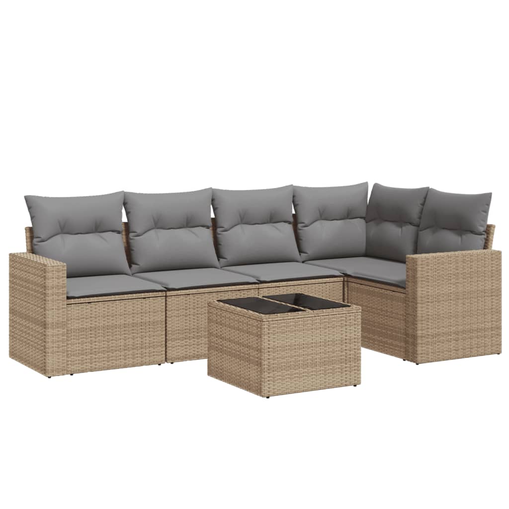 6-dijelni set vrtnih sofa s jastucima bež od poliratana