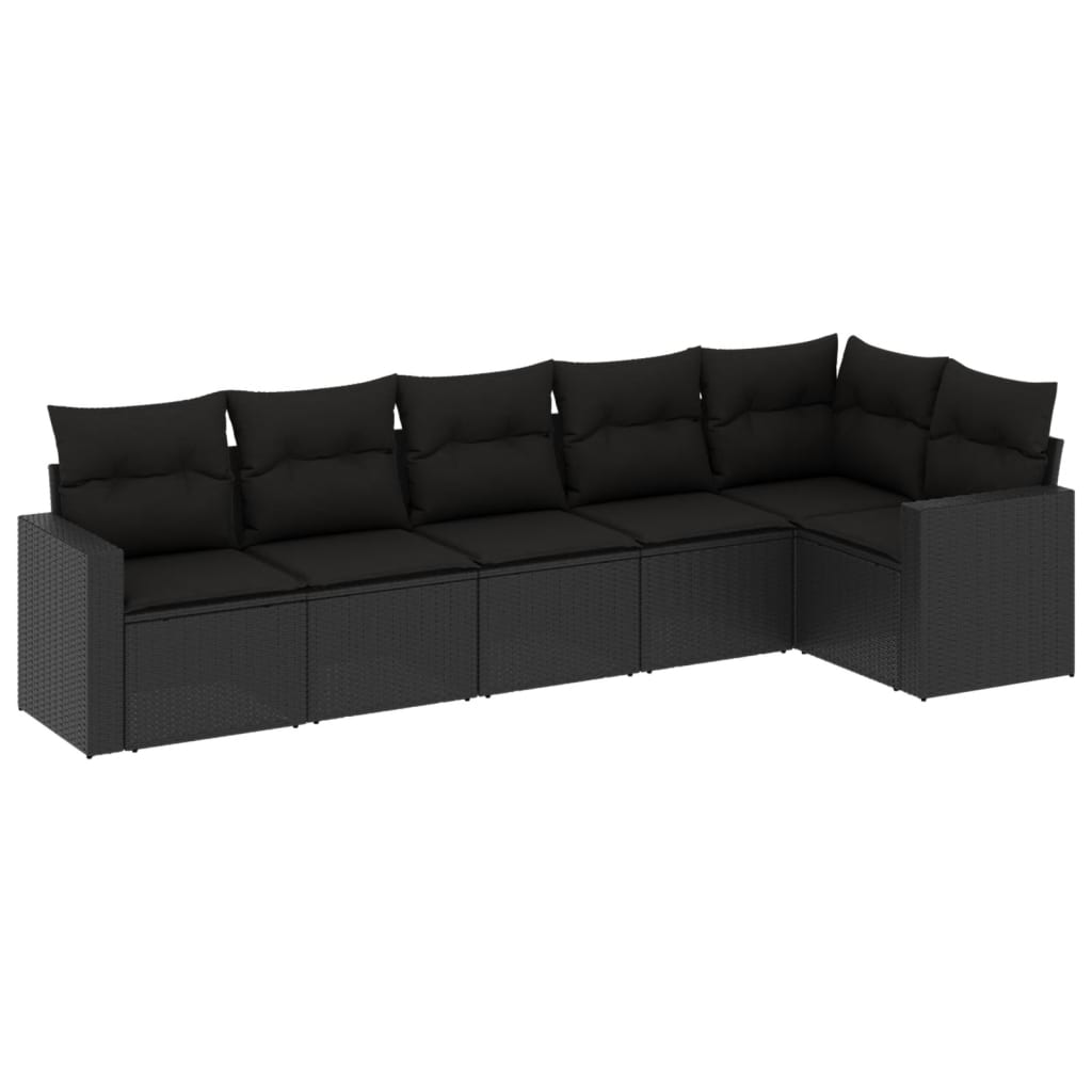 6-dijelni set vrtnih sofa s jastucima crni od poliratana
