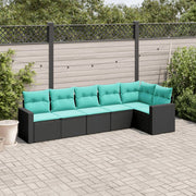 6-dijelni set vrtnih sofa od poliratana s jastucima crni