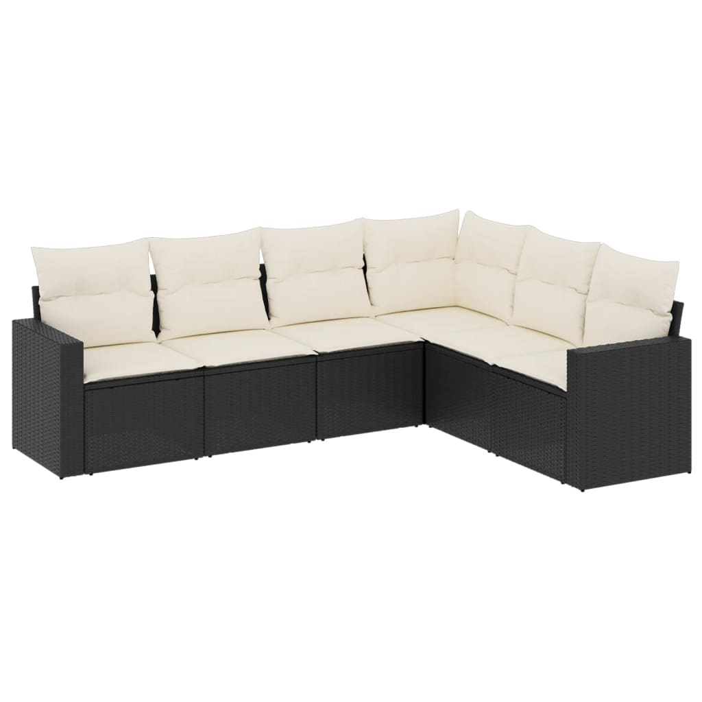 6-dijelni set vrtnih sofa s jastucima crni od poliratana