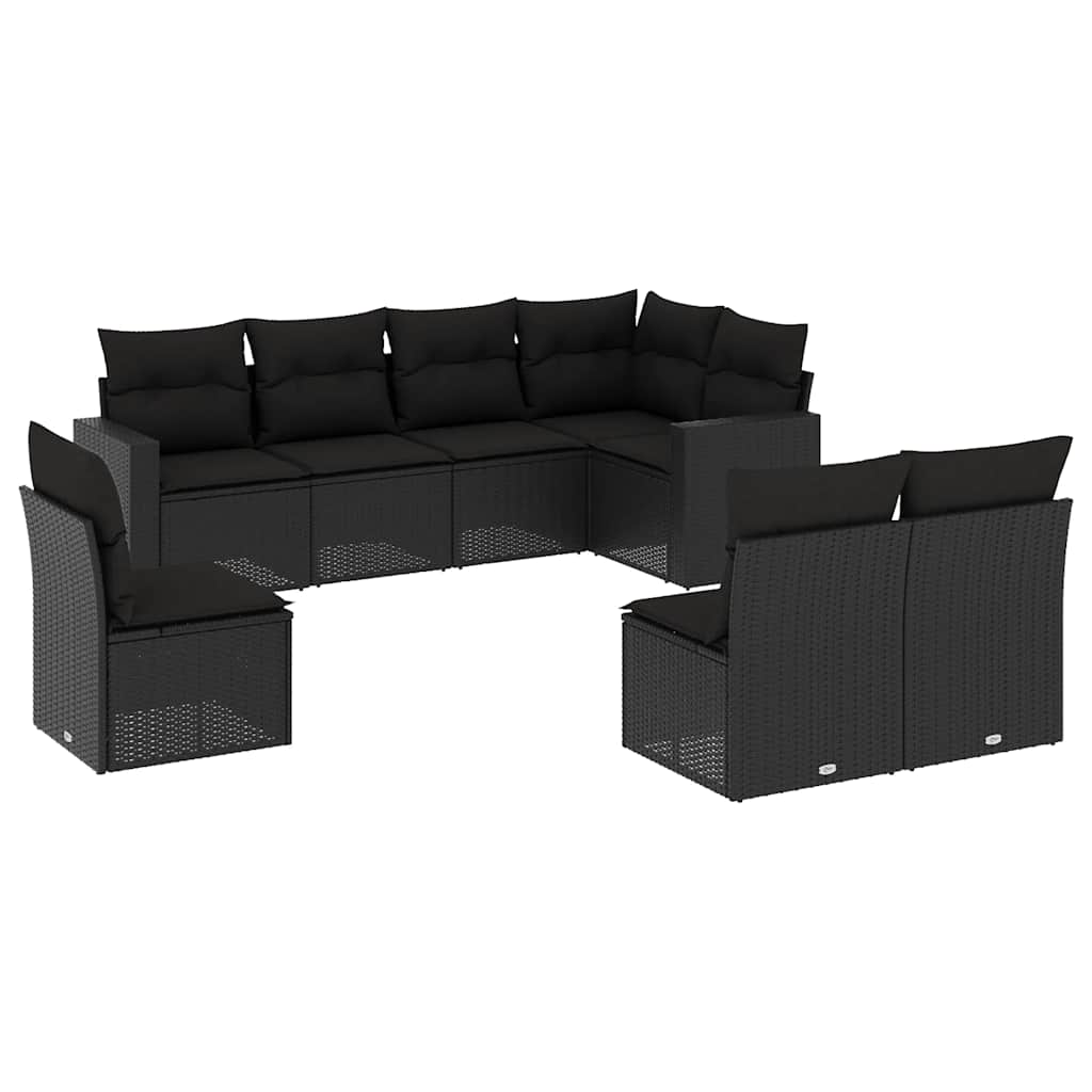 8-dijelni set vrtnih sofa od poliratana s jastucima crni