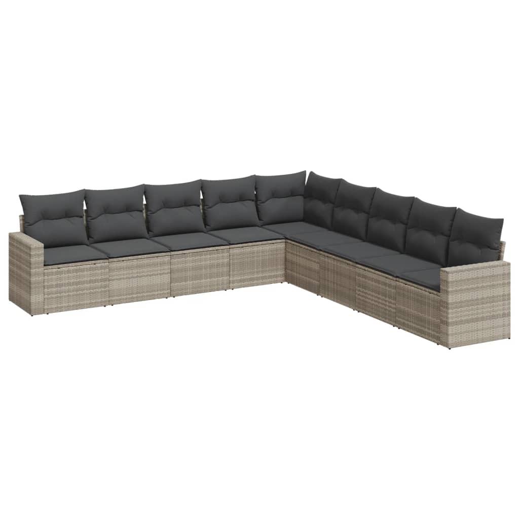 9-dijelni set vrtnih sofa od poliratana s jastucima svjetlosivi