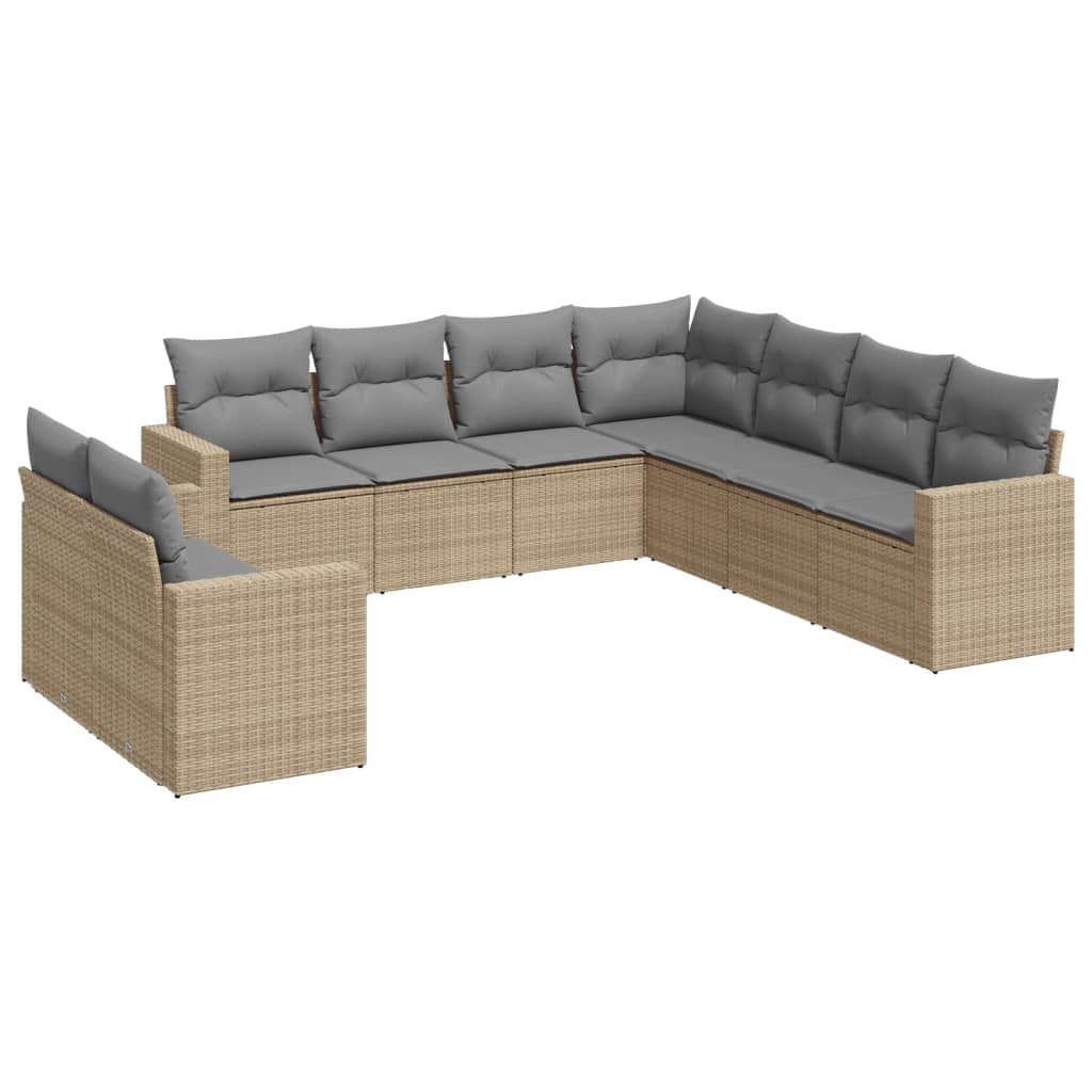 9-dijelni set vrtnih sofa s jastucima bež od poliratana