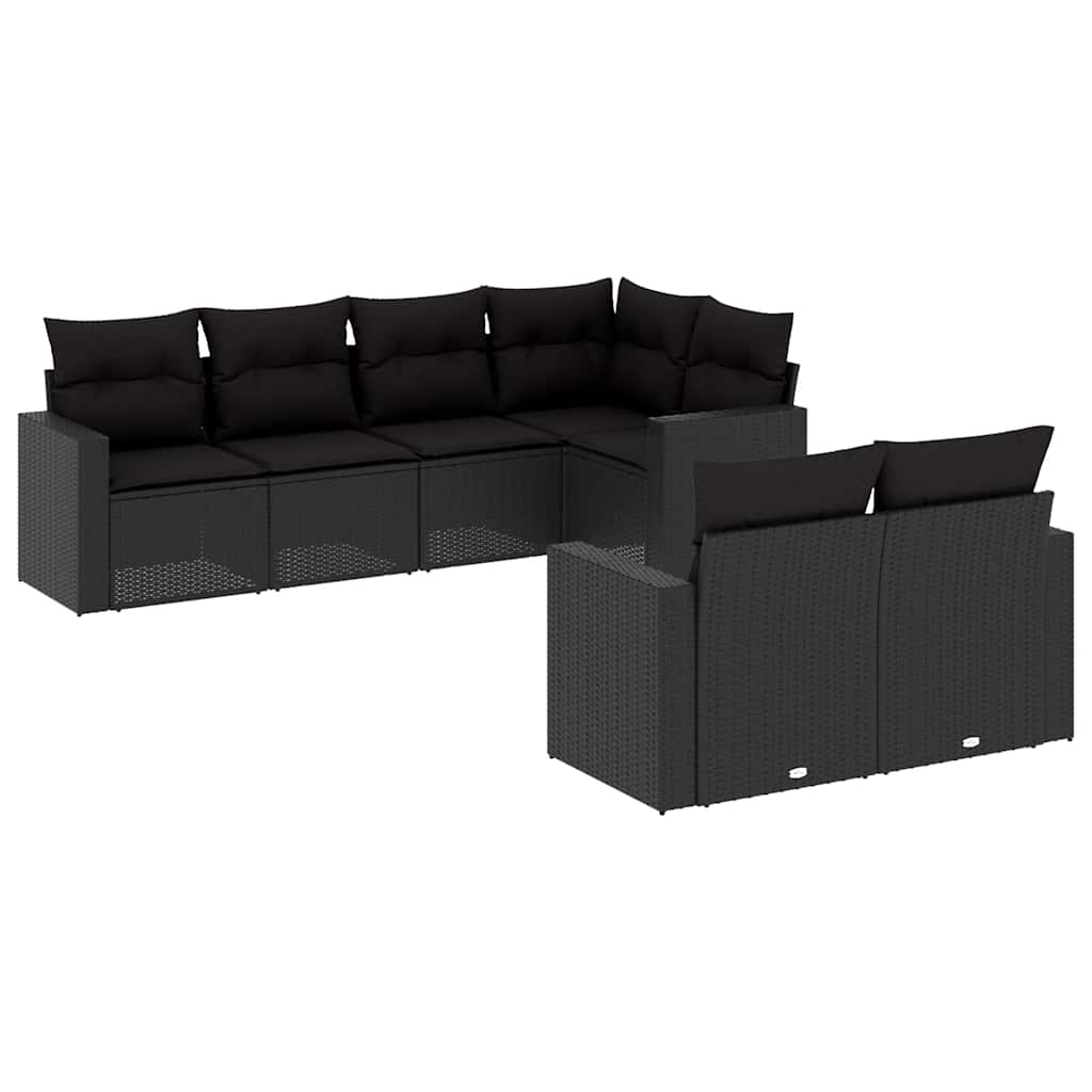 7-dijelni set vrtnih sofa od poliratana s jastucima crni