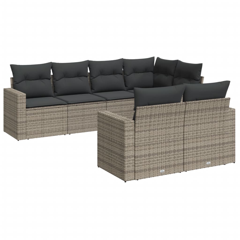 7-dijelni set vrtnih sofa sivi od poliratana