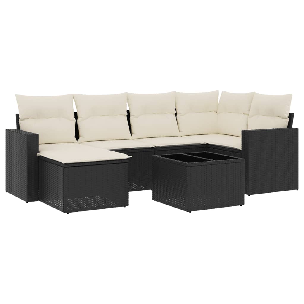 7-dijelni set vrtnih sofa od poliratana s jastucima crni