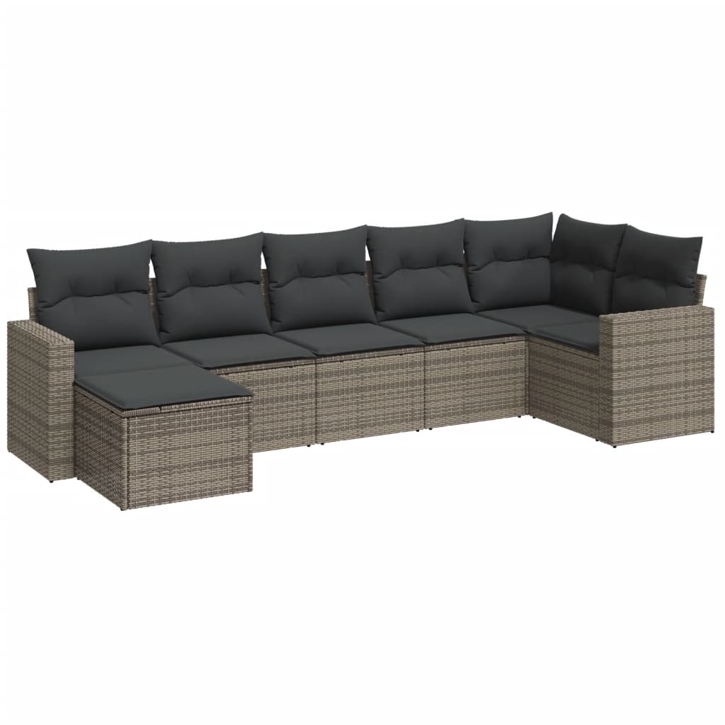 7-dijelni set vrtnih sofa sivi od poliratana