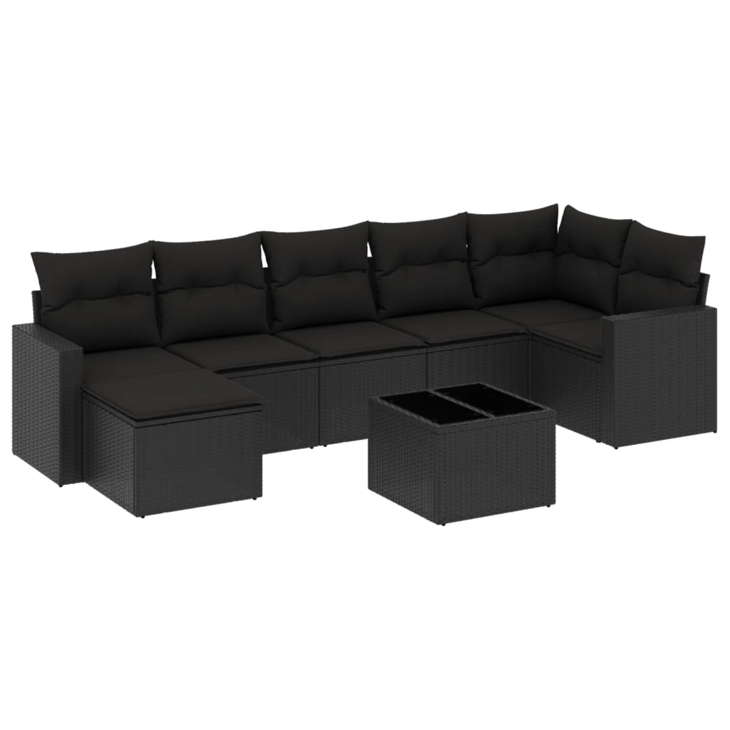 8-dijelni set vrtnih sofa od poliratana s jastucima crni