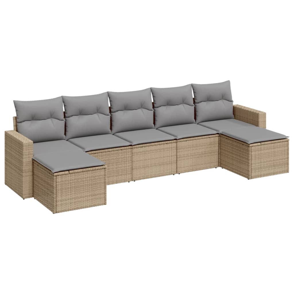 7-dijelni set vrtnih sofa od poliratana s jastucima bež