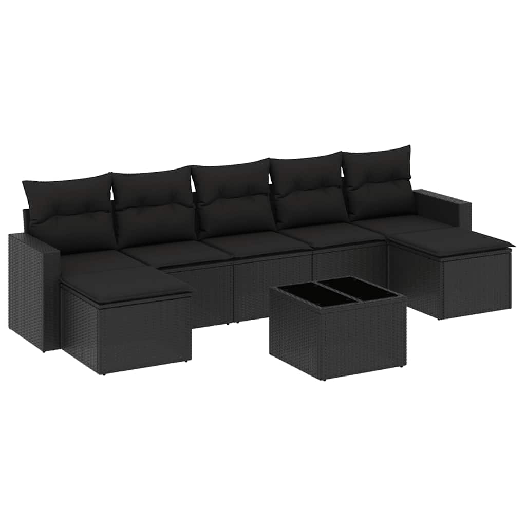 8-dijelni set vrtnih sofa od poliratana s jastucima crni