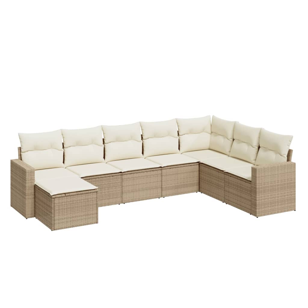 8-dijelni set vrtnih sofa od poliratana s jastucima bež