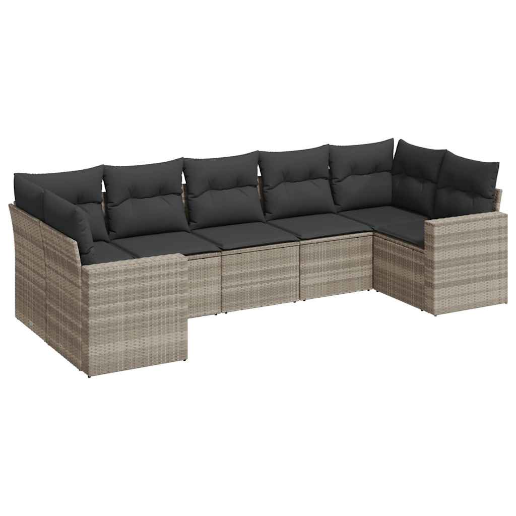 7-dijelni set vrtnih sofa svjetlosivi od poliratana
