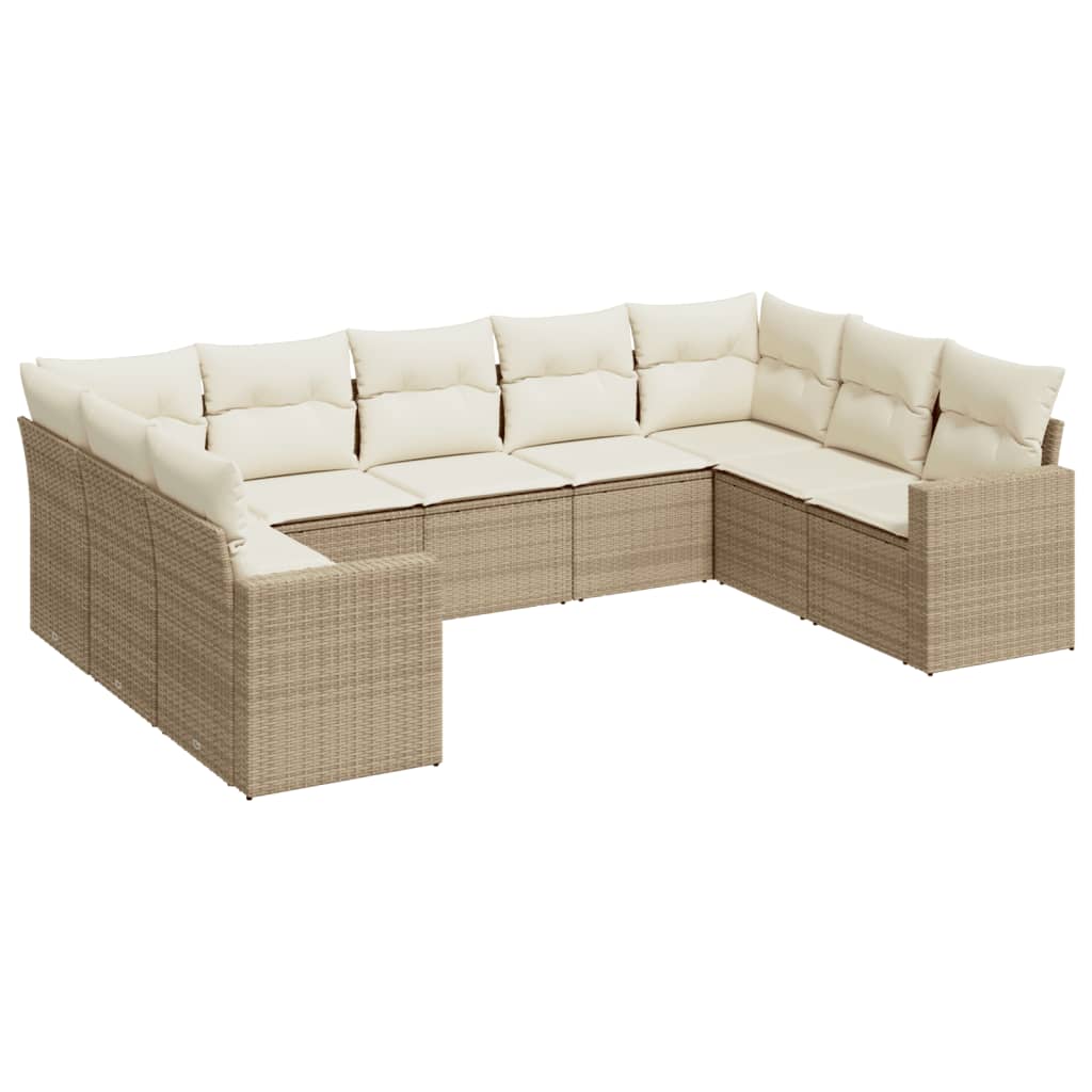 9-dijelni set vrtnih sofa s jastucima bež od poliratana