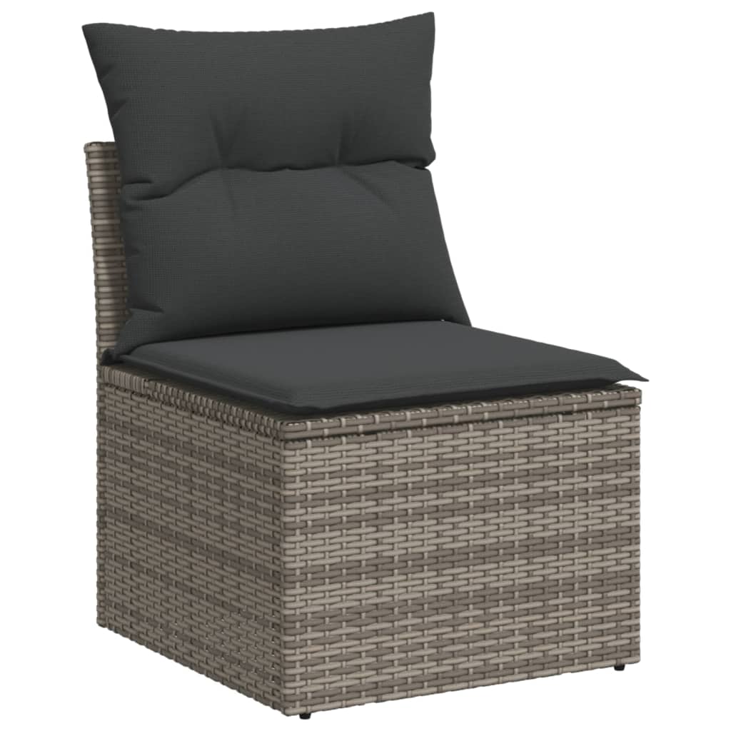 9-dijelni set vrtnih sofa od poliratana s jastucima sivi