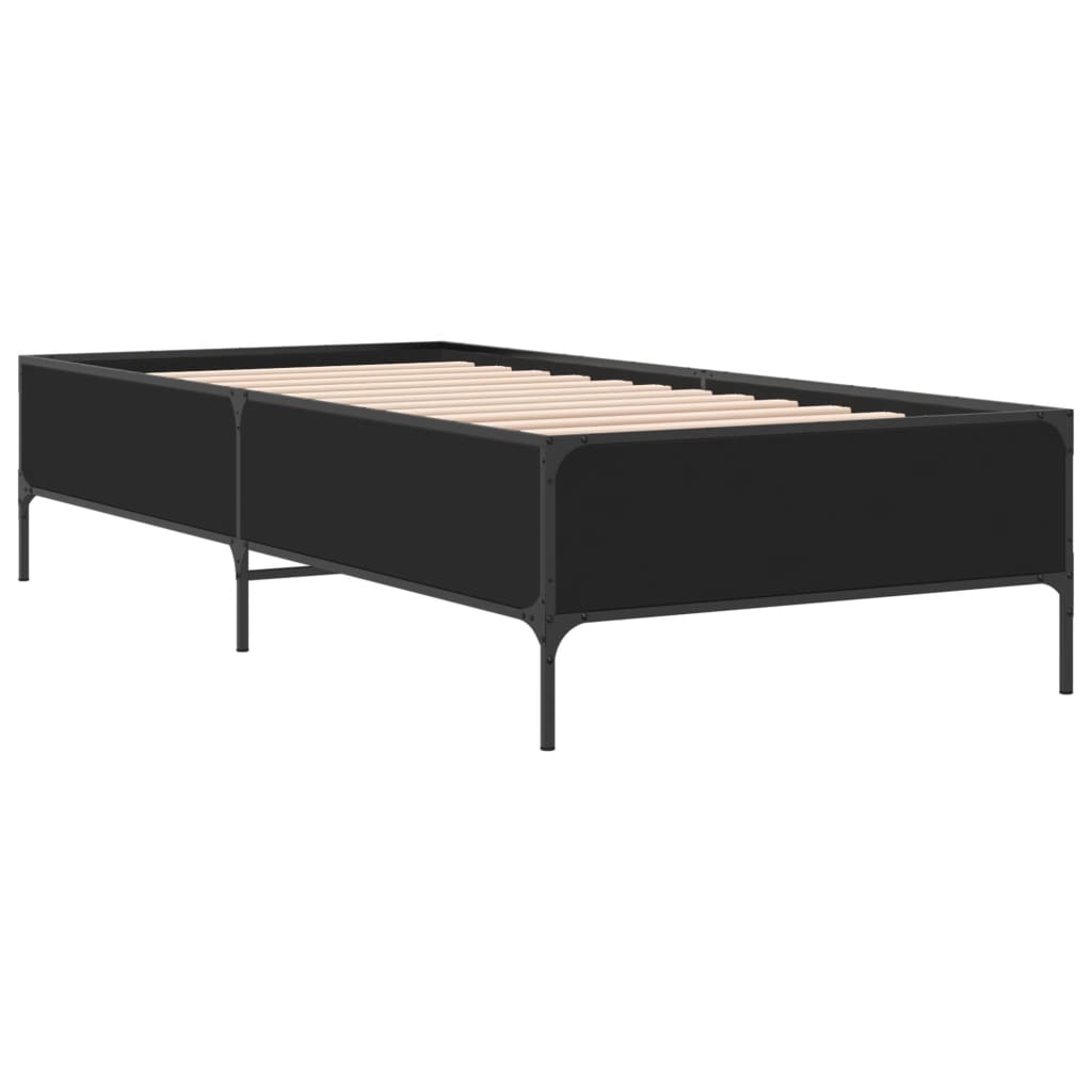 Okvir za krevet crni 100x200 cm konstruirano drvo i metal