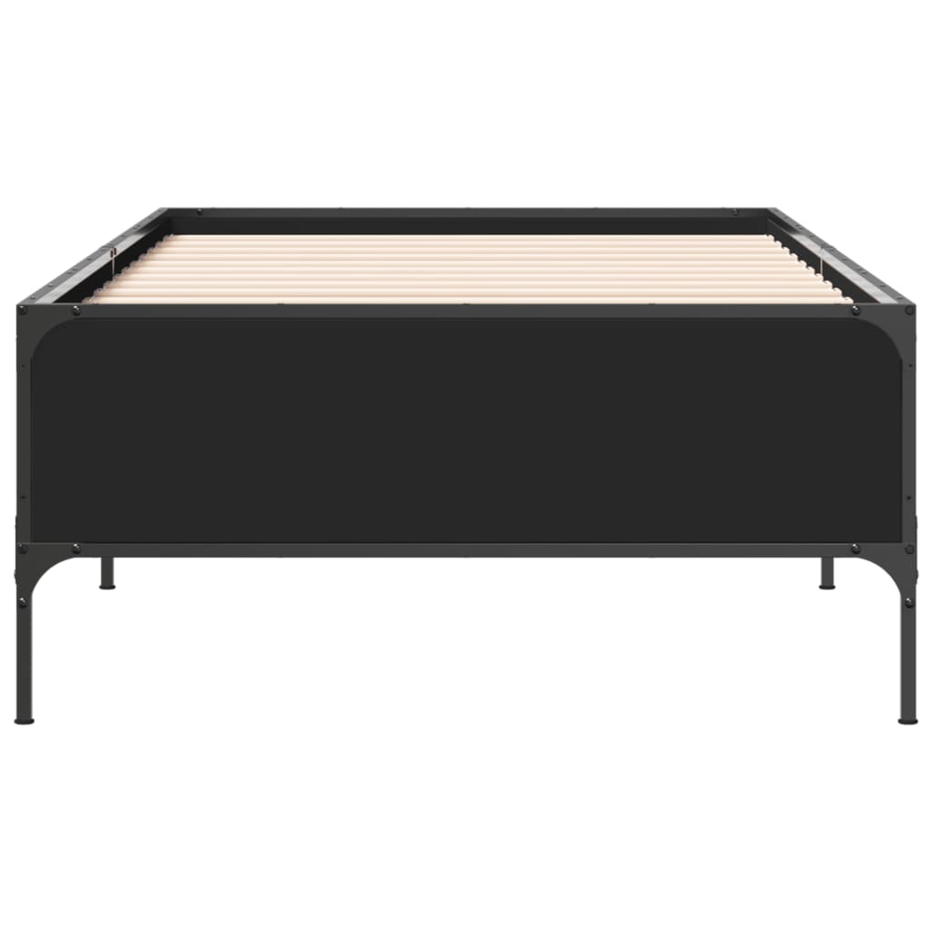 Okvir za krevet crni 100x200 cm konstruirano drvo i metal