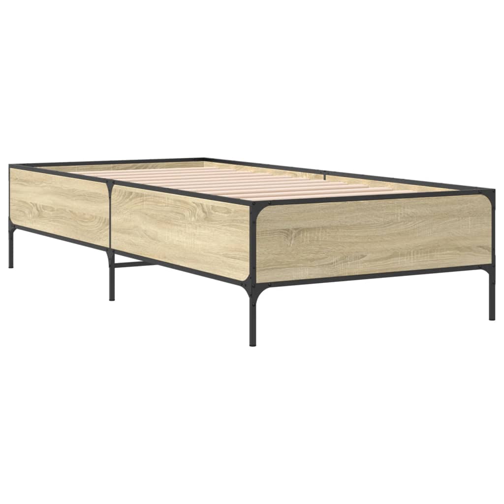 Okvir za krevet boja hrasta 100x200cm konstruirano drvo i metal