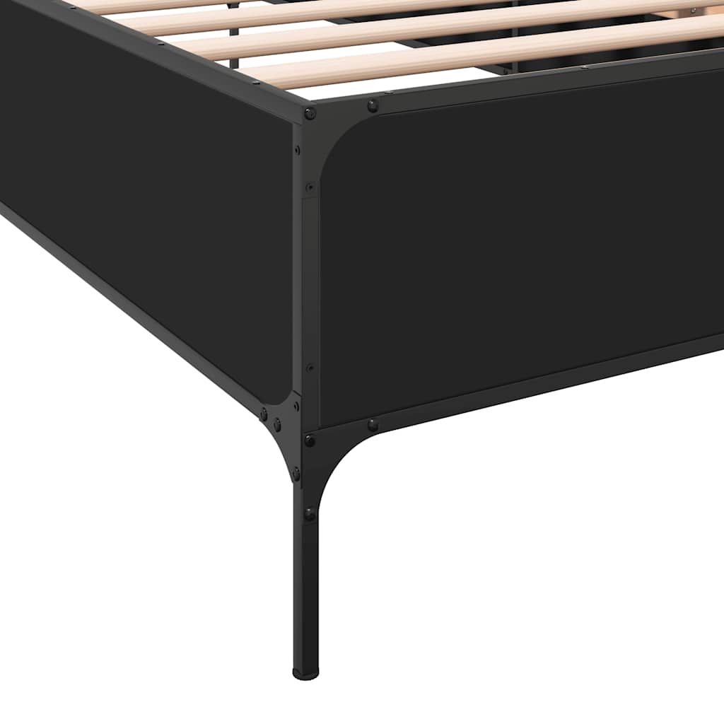 Okvir kreveta crni 90 x 200 cm konstruirano drvo i metal