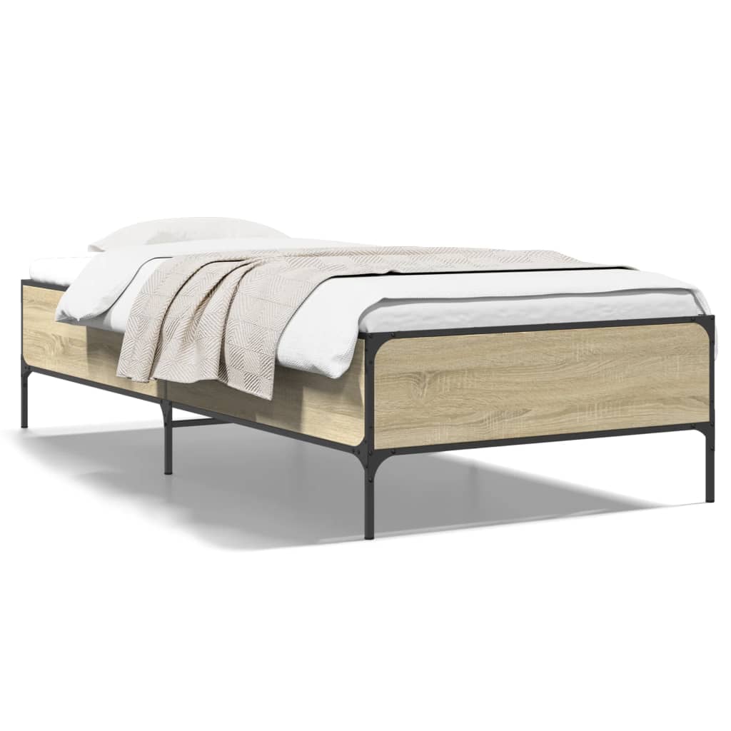 Okvir za krevet boja hrasta 90x200 cm konstruirano drvo i metal