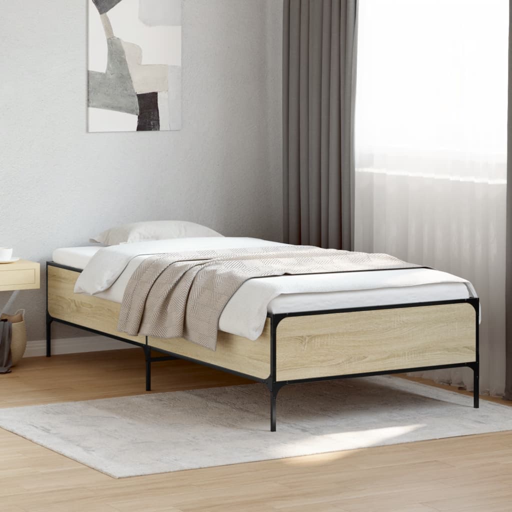 Okvir za krevet boja hrasta 90x200 cm konstruirano drvo i metal