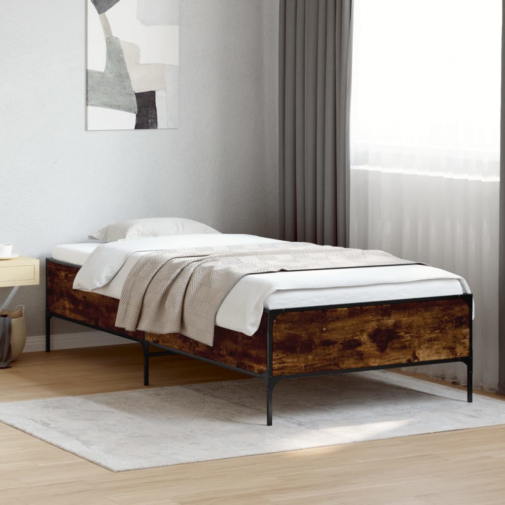 Okvir za krevet boja hrasta 90x200 cm konstruirano drvo i metal