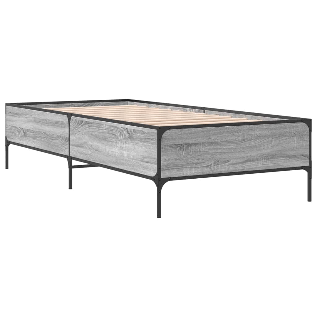 Okvir za krevet boja hrasta 90x200 cm konstruirano drvo i metal