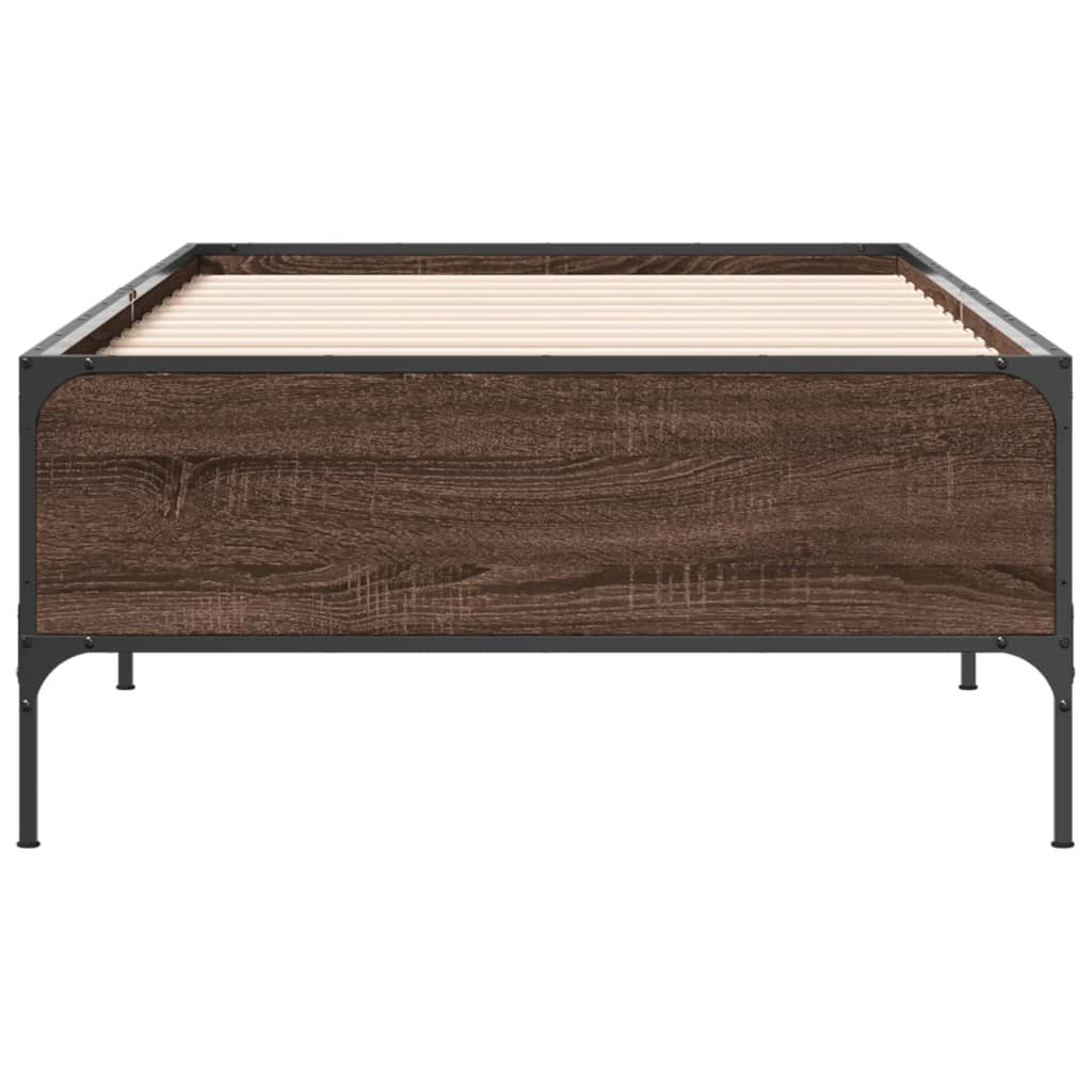 Okvir za krevet smeđi hrast 90x200 cm konstruirano drvo i metal