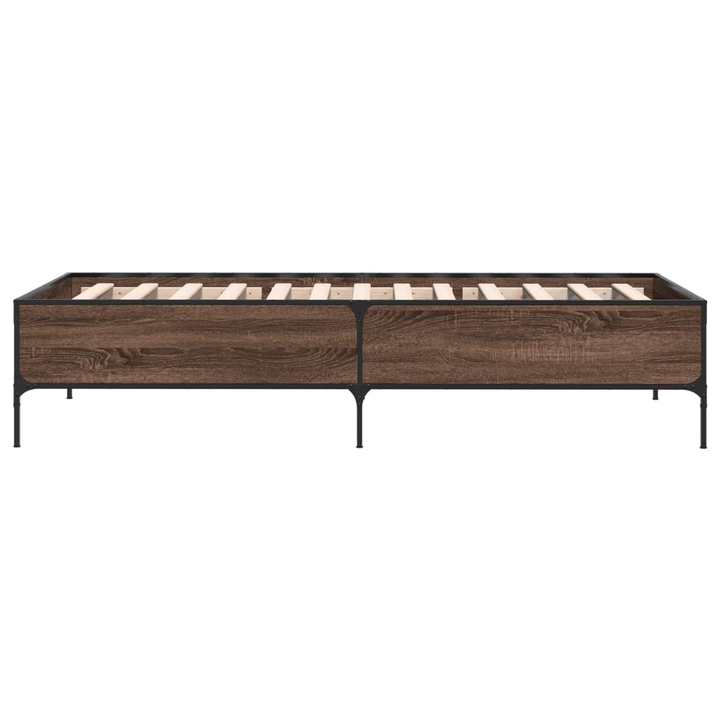 Okvir za krevet smeđi hrast 90x200 cm konstruirano drvo i metal