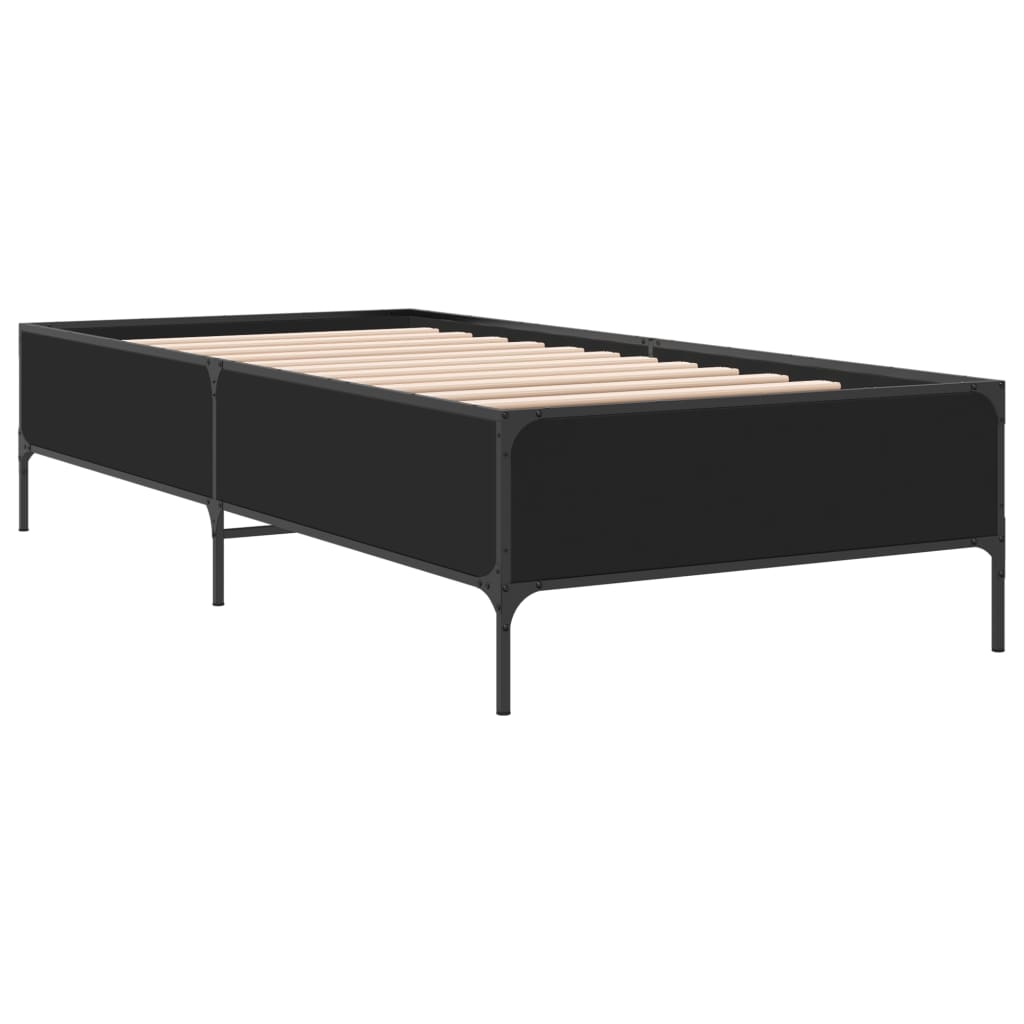 Okvir za krevet crni 90 x 190 cm od konstruiranog drvo i metal
