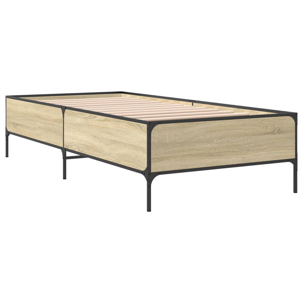 Okvir za krevet boja hrasta 90x190 cm konstruirano drvo i metal