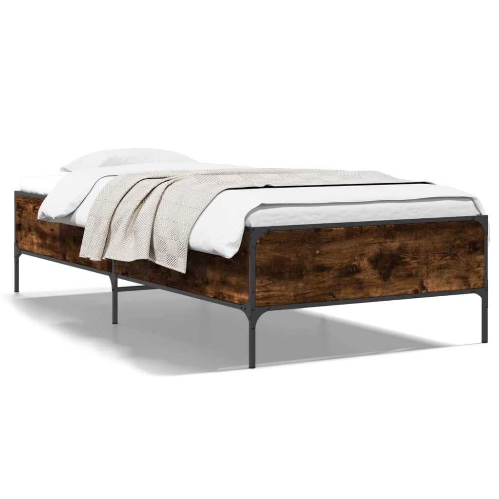 Okvir krevet boja hrasta 90 x 190 cm konstruirano drvo i metal