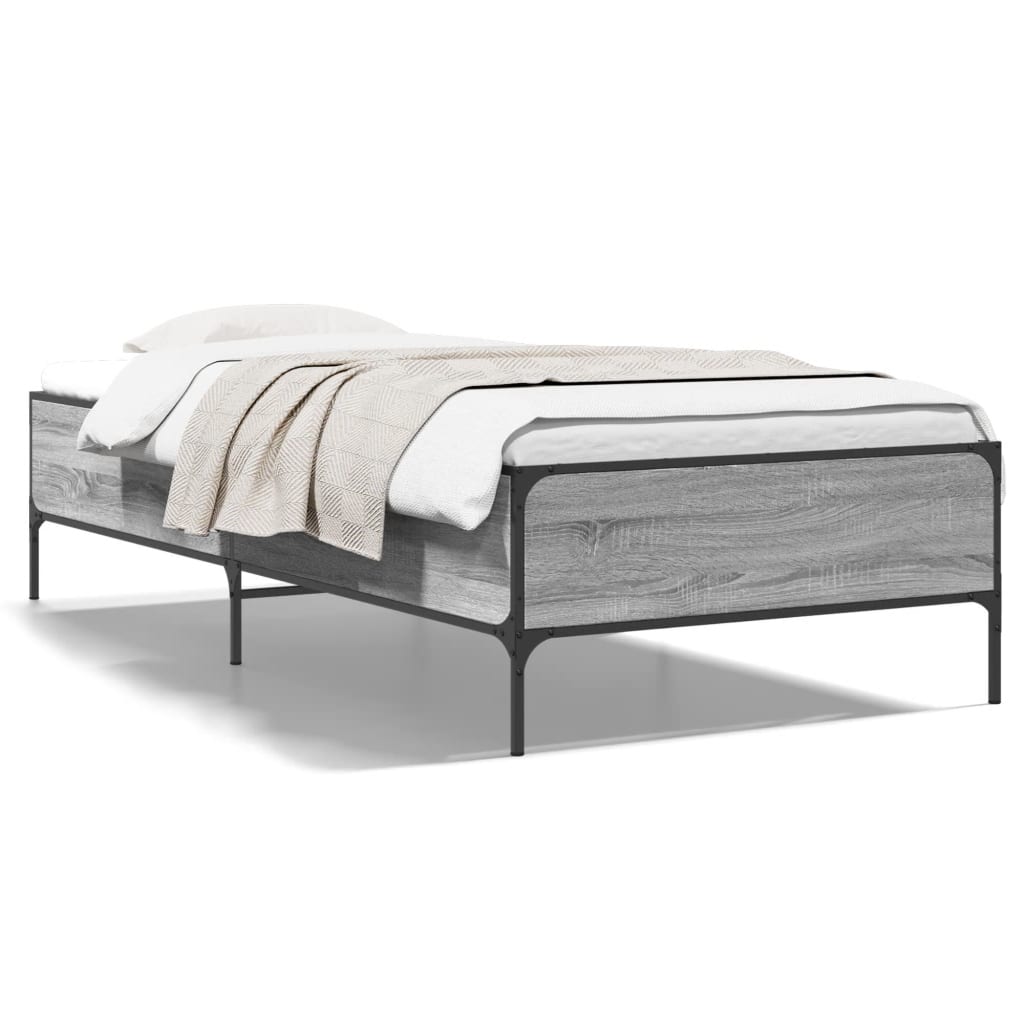 Okvir kreveta boja hrasta 90 x 190 cm konstruirano drvo i metal