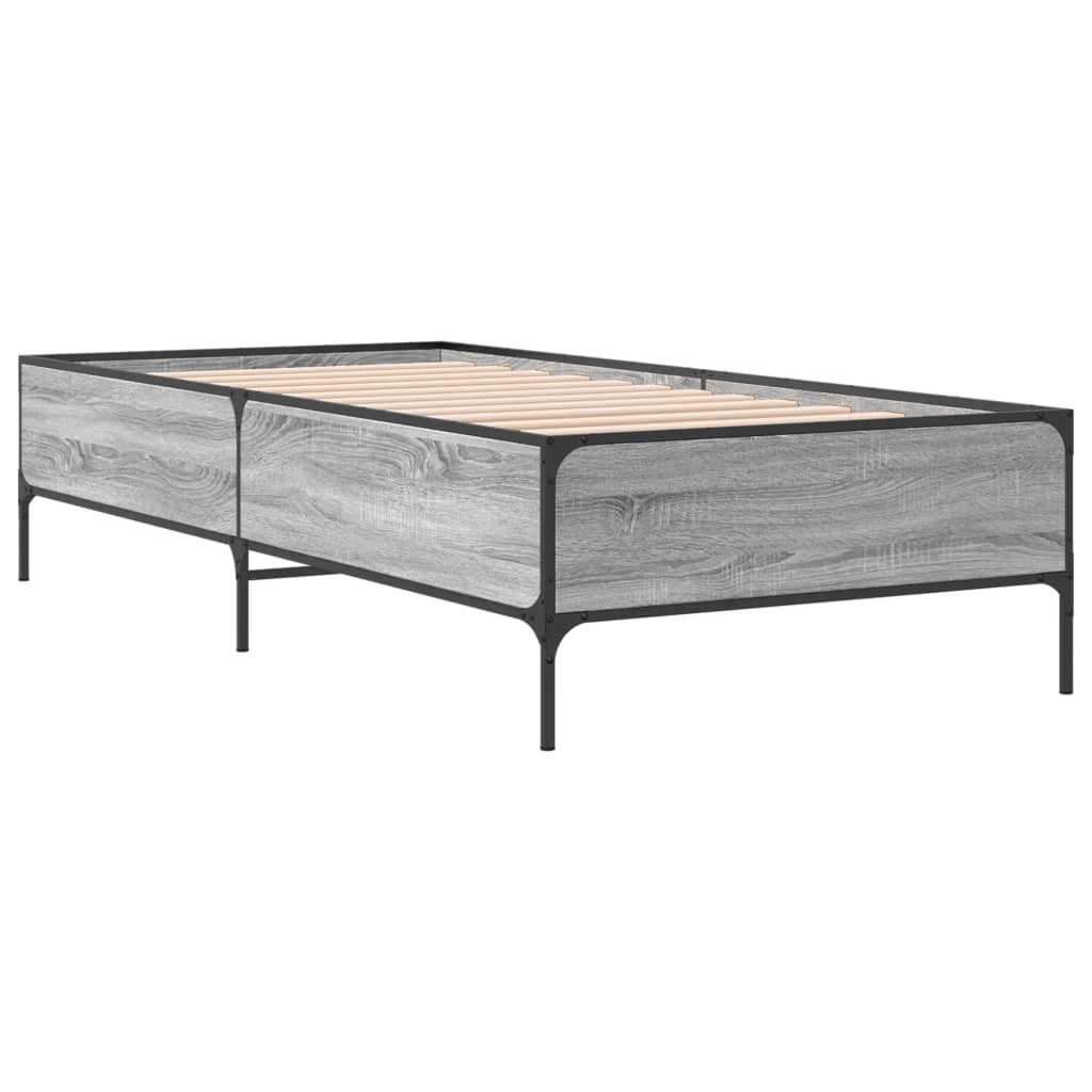 Okvir kreveta boja hrasta 90 x 190 cm konstruirano drvo i metal